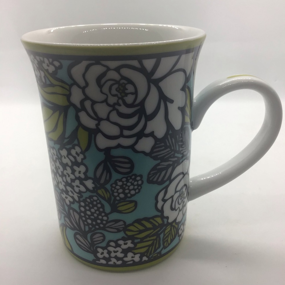 Vera Bradley Island Blossom Mug Cup Green Teal Tea or Coffee